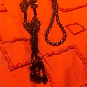 Dark Brown Bead Tassel Necklace - Women Jewelry